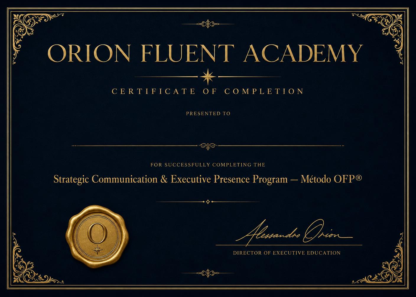 Certificado Executivo Orion Fluent Academy